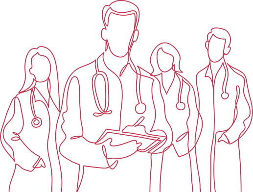 Illustration of a Menkes disease doctor and care team